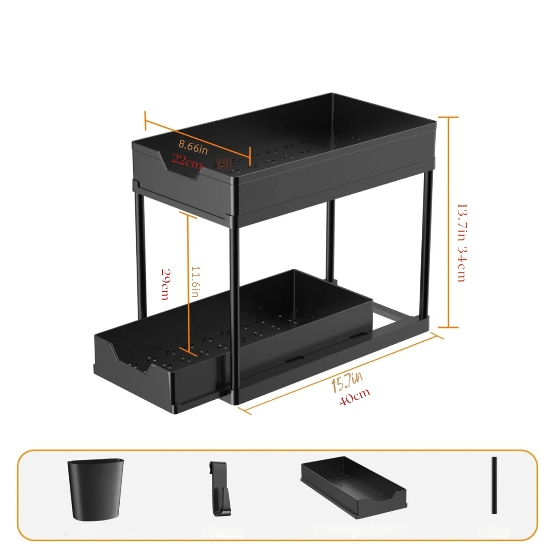 Under diskbänken Organizer & förvaringsställ